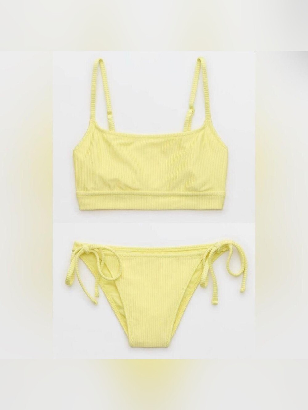 Aerie Yellow Textured Ribbed Bikini Set